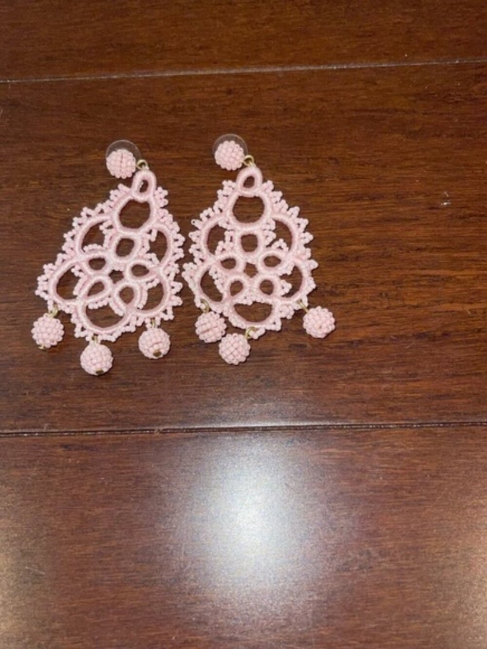 Elegant Pink Lace Earrings